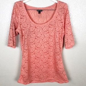 Express Peach Lace 3/4" sleeve Lace Top